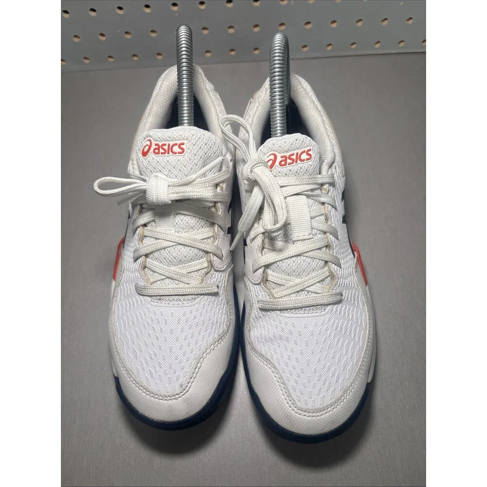 Asics Gel Resolution 9 Kids Tennis Shoes Trainer Sz US 4 EU 36 White Blue Orange